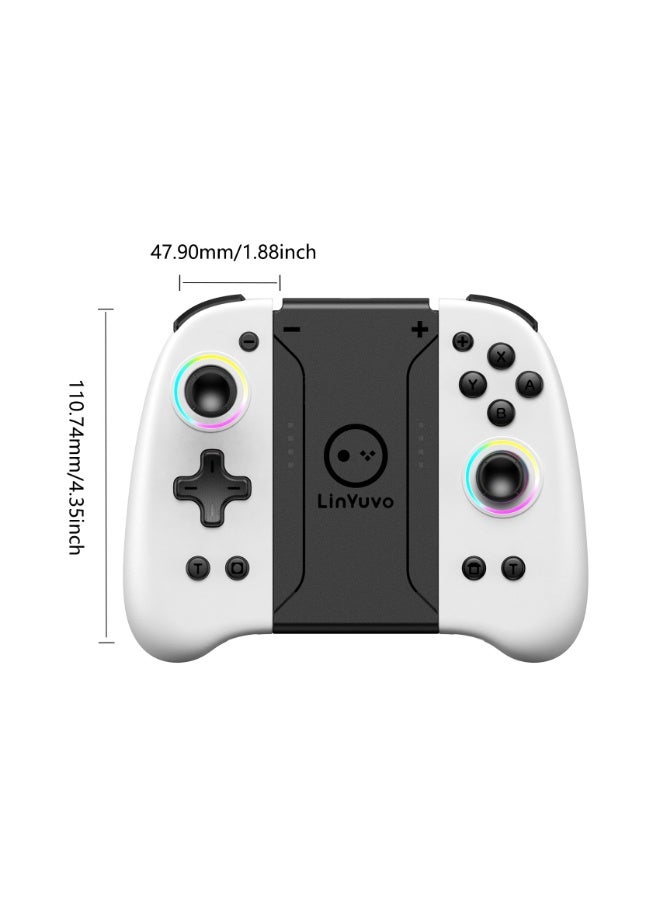 LinYuvo Classic Joypad LinYuvo KS31 Wireless Gaming Controller for Nintendo Switch/Switch Lite/Switch OLED with Multicolor RGB Light Ring, Exclusive Metal Joysticks, Adjustable Dual Shock, Six-Axis Gyroscope, Turbo Function, Adjustment Dual Motors Vibration, Anti-Friction Thumbsticks, Wake-Up Function - Image 3